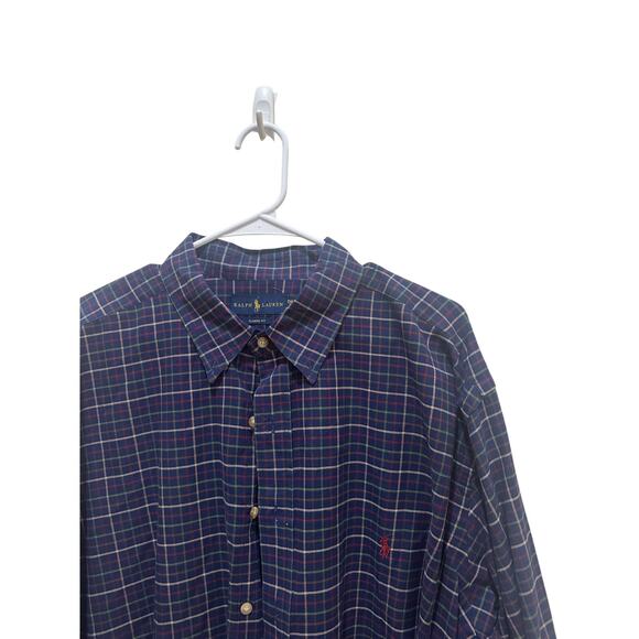 Ralph Lauren Men’s Sz 2XB Long Sleeve Button Down Cotton Navy Blue - Excellent! - Picture 1 of 7